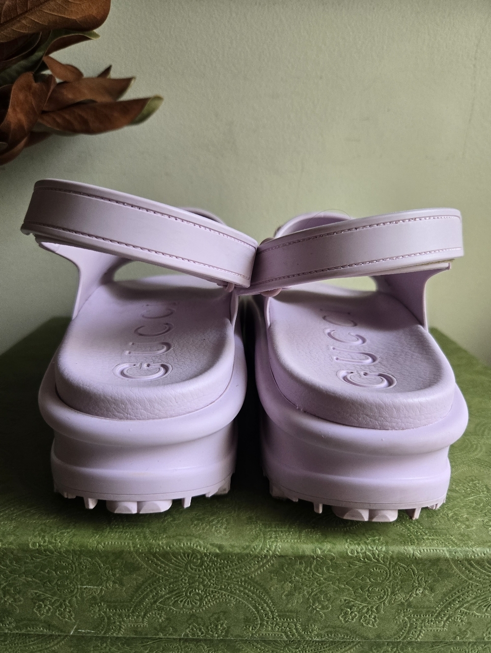 GUC Gucci Horsebit Women's Violet & Pale Pink Rubber Sandals Size 10 US 40 IT - Picture 10 of 15